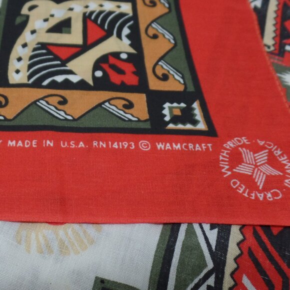 Wamcraft Vintage Neck Kerchief Native American Print Leather Fringed Scarf EUC - Picture 6 of 6